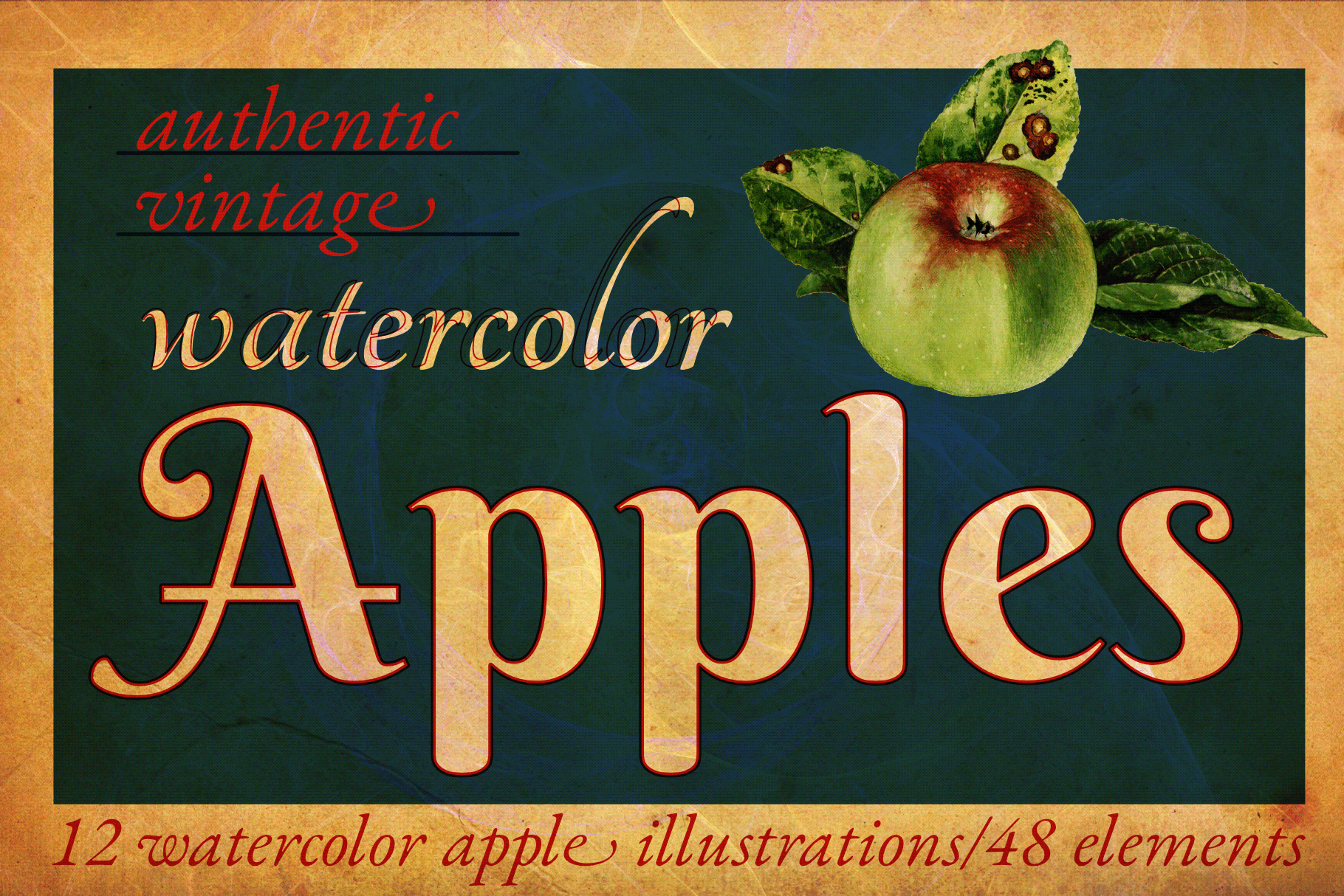 Authentic Vintage Watercolor Apples Vol. 1 Cover