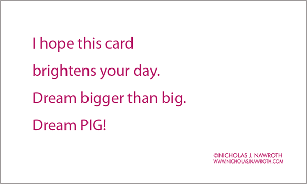 Cute Cards Dream Pig Back