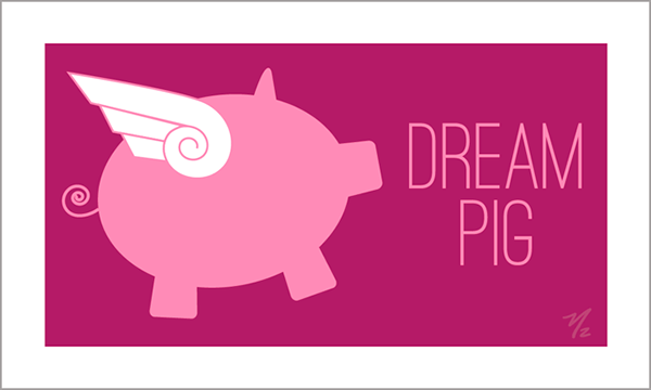 Cute Cards Dream Pig Front